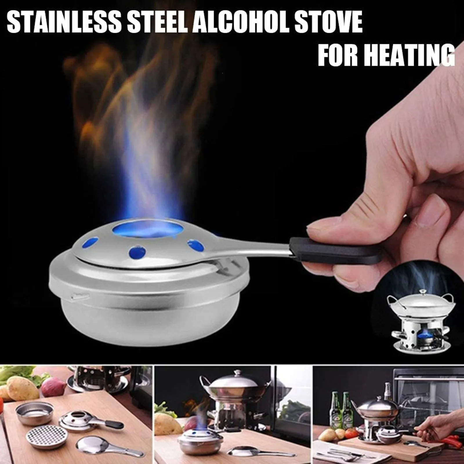 Portable Stainless Steel Alcohol Stove Picnic Tea Stove Outdoor Mini Stove Liquid Windproof Stove