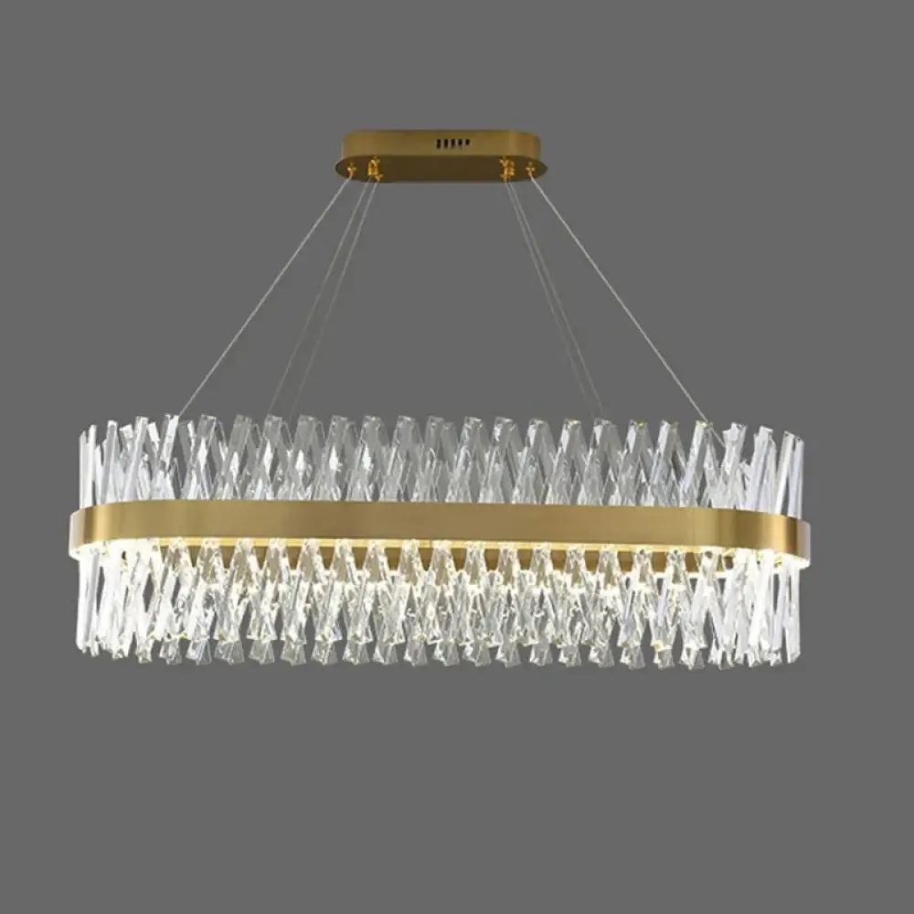 Postmodern Geometric K9 Crystal Pendant Light in Gold for Bedroom or Island with LED