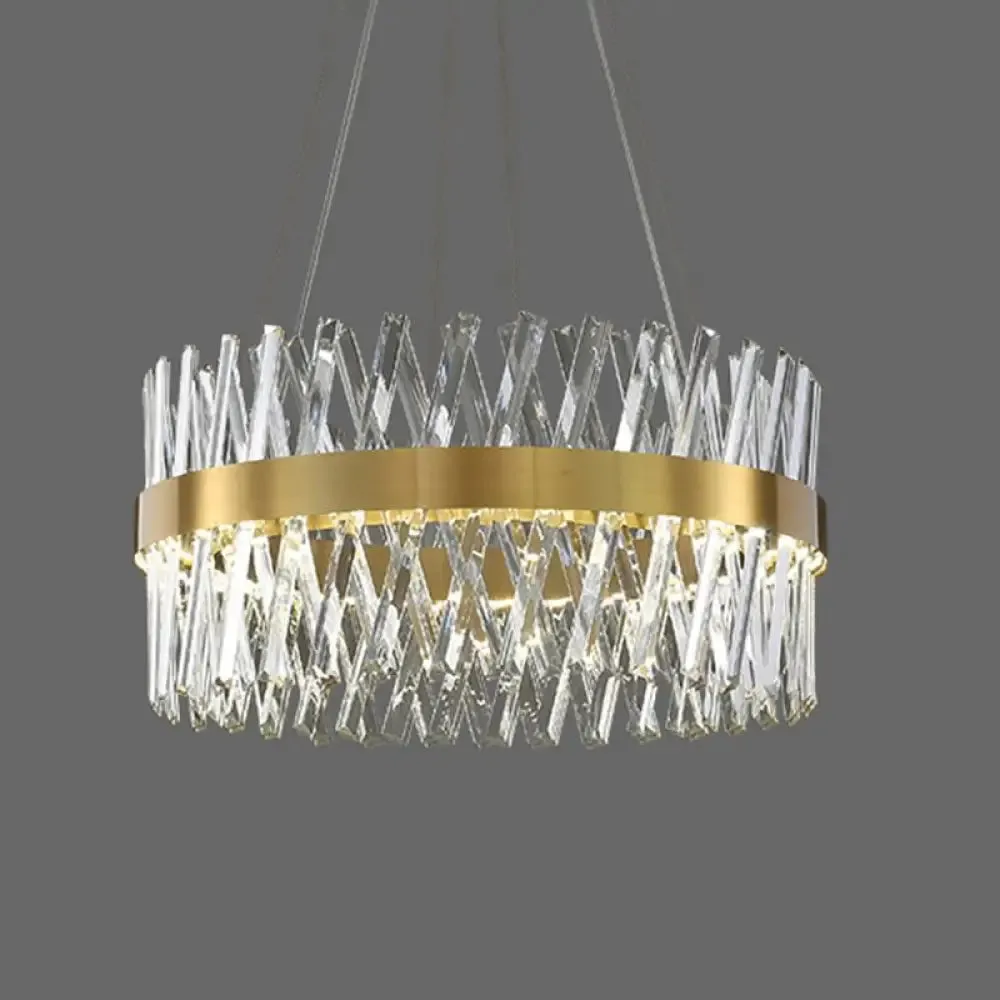 Postmodern Geometric K9 Crystal Pendant Light in Gold for Bedroom or Island with LED