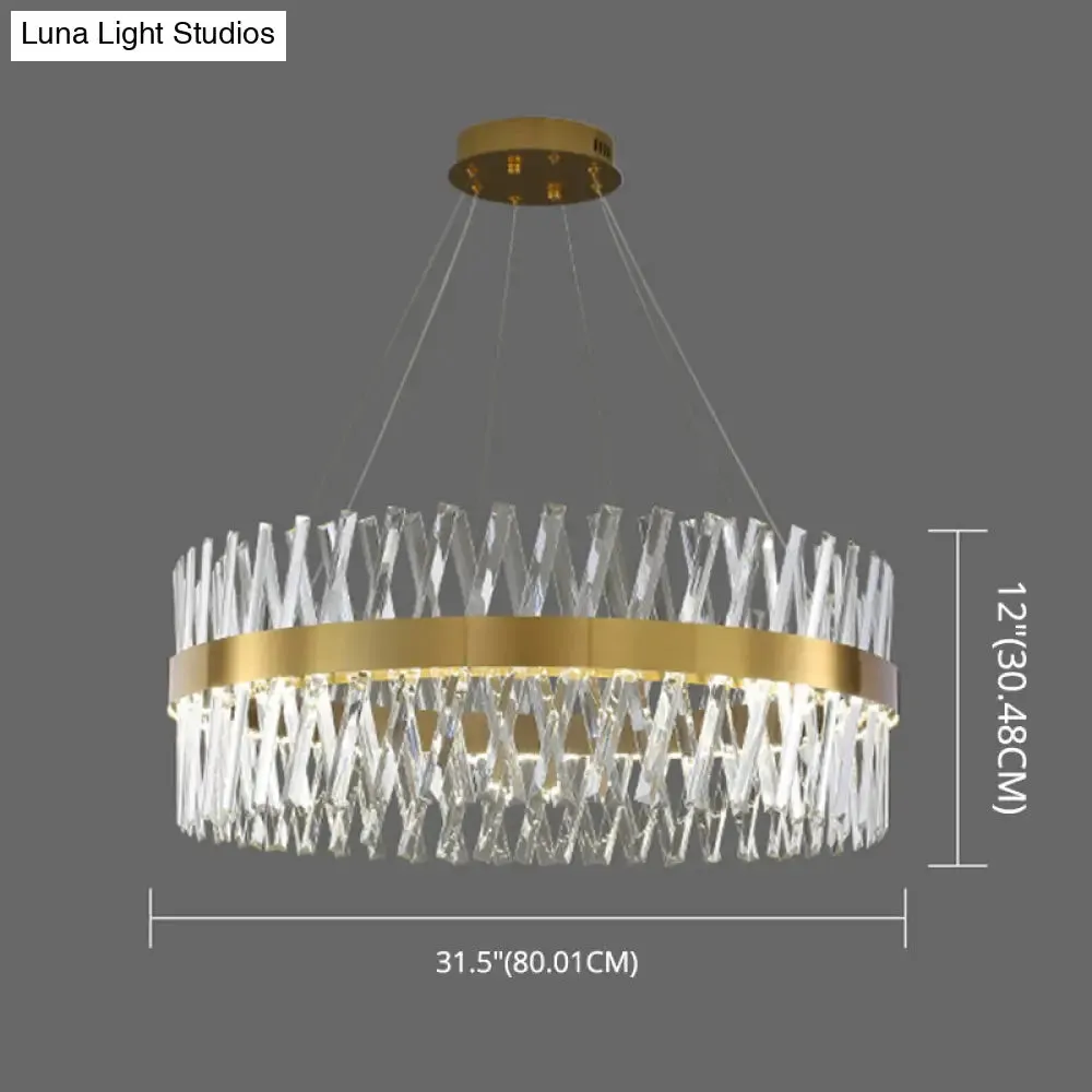 Postmodern Geometric K9 Crystal Pendant Light in Gold for Bedroom or Island with LED