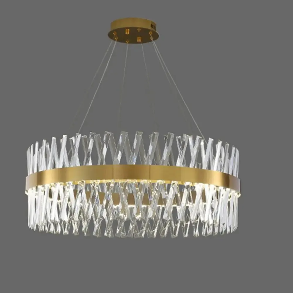 Postmodern Geometric K9 Crystal Pendant Light in Gold for Bedroom or Island with LED