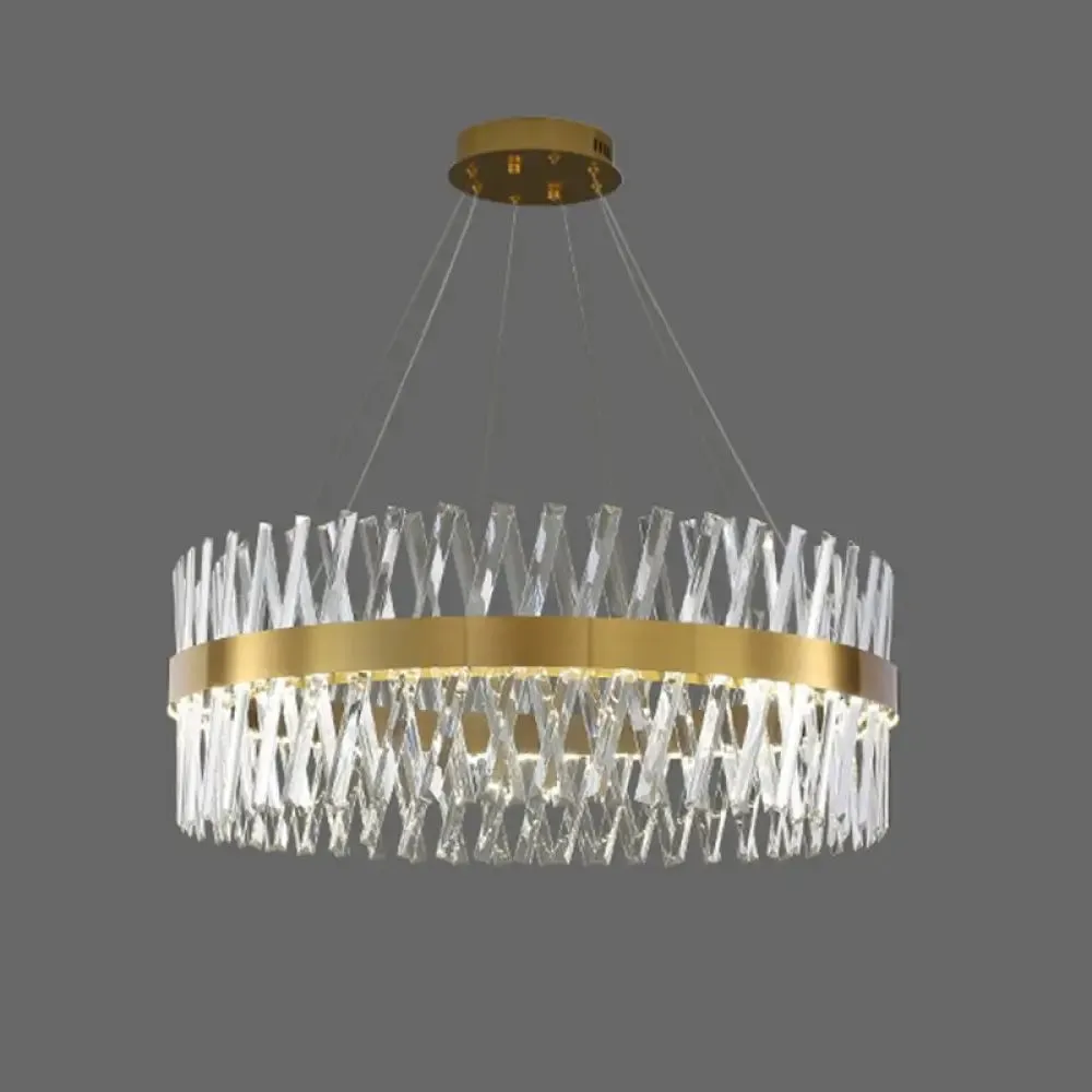 Postmodern Geometric K9 Crystal Pendant Light in Gold for Bedroom or Island with LED