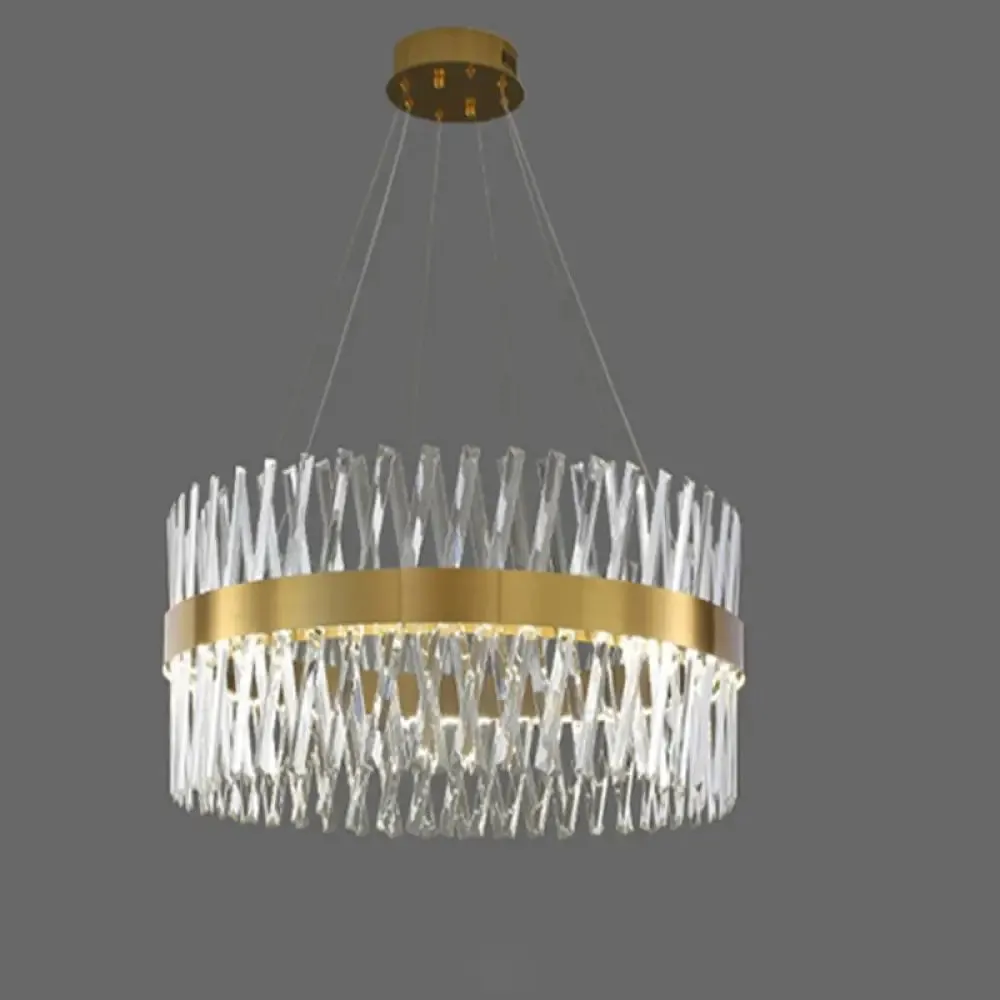 Postmodern Geometric K9 Crystal Pendant Light in Gold for Bedroom or Island with LED