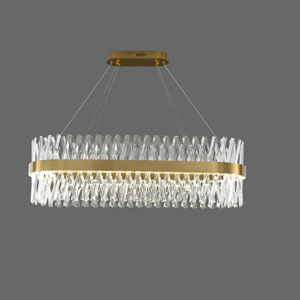 Postmodern Geometric K9 Crystal Pendant Light in Gold for Bedroom or Island with LED