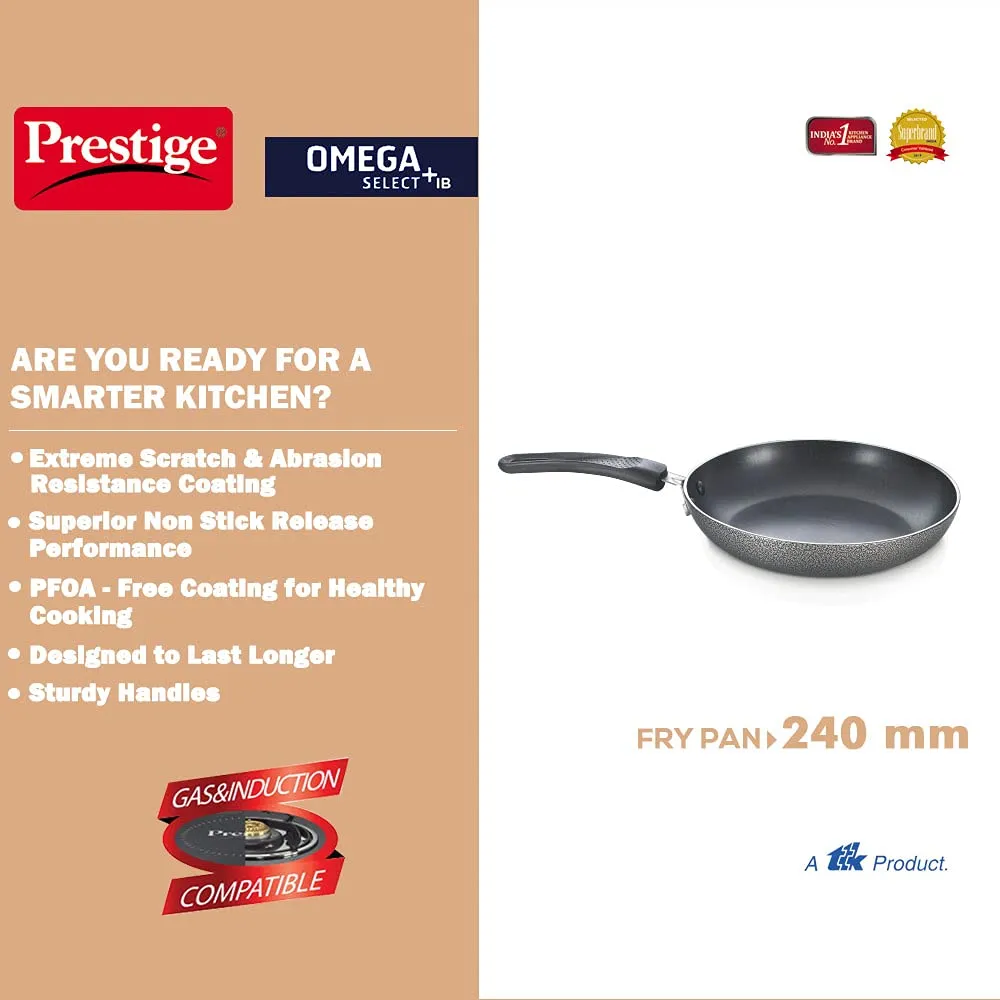 Prestige Omega Select  IB |Fry pan 24cm Non Stick Fry pan|Extreme Scratch &abrasionResistant Coating| Gas and Induction Compatible|PFOA-Free Coating &Healthy Cooking