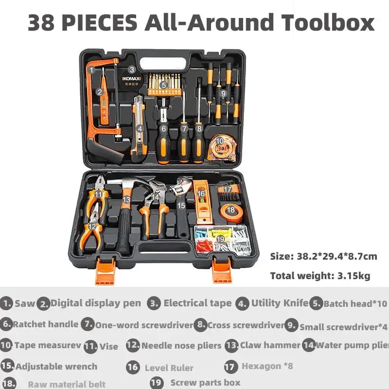 Professional Tools Set Professional Electrician Toolbox Household Repair Tool Kit Wrench Screwdriver Hammer Woodworking Tool Box