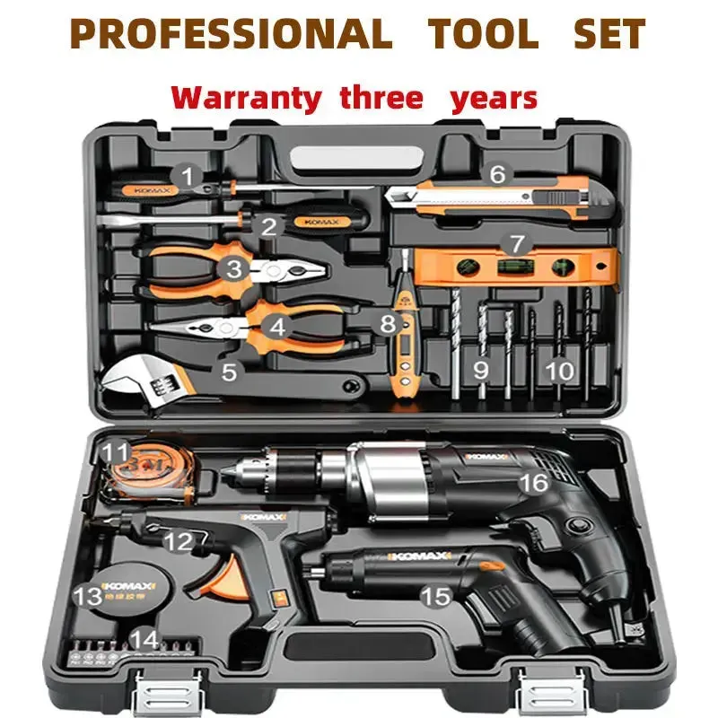 Professional Tools Set Professional Electrician Toolbox Household Repair Tool Kit Wrench Screwdriver Hammer Woodworking Tool Box