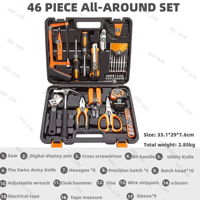 Professional Tools Set Professional Electrician Toolbox Household Repair Tool Kit Wrench Screwdriver Hammer Woodworking Tool Box