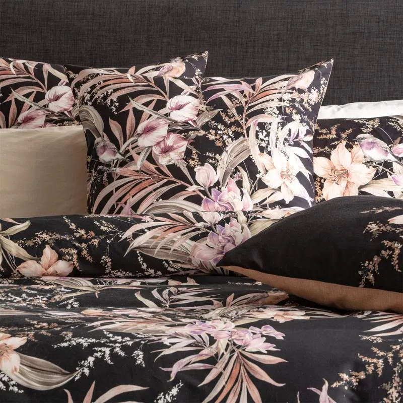 Renee Taylor 300 Thread Count Cotton Reversible Grevillea Onyx European Pillowcase