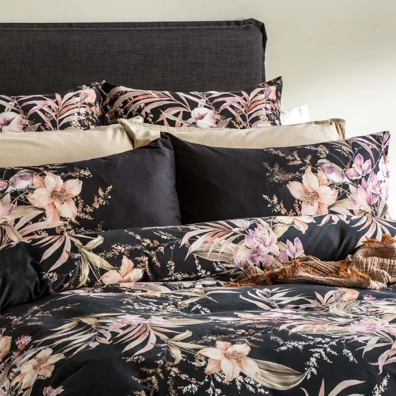 Renee Taylor 300 Thread Count Cotton Reversible Grevillea Onyx European Pillowcase