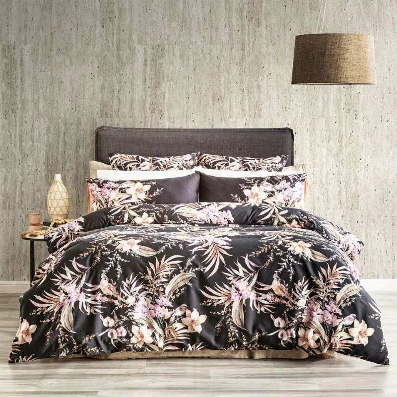 Renee Taylor 300 Thread Count Cotton Reversible Grevillea Onyx European Pillowcase