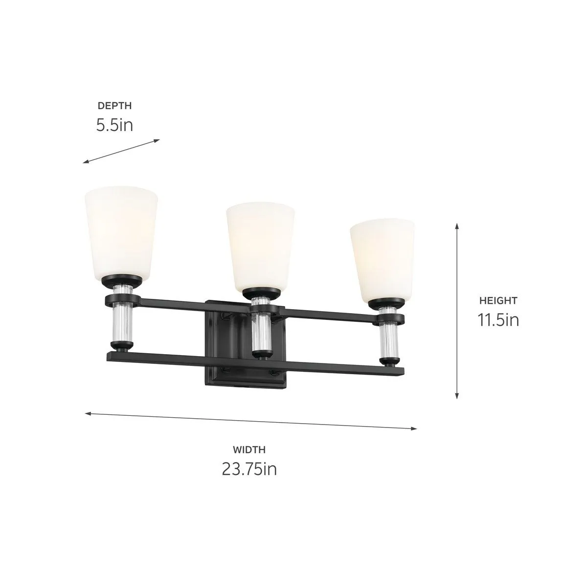 Rosalind 24 in. 3 Lights Vanity Light Black finish