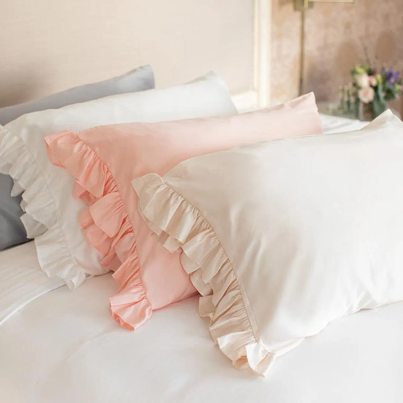 Ruffled Silky Standard Pillowcases