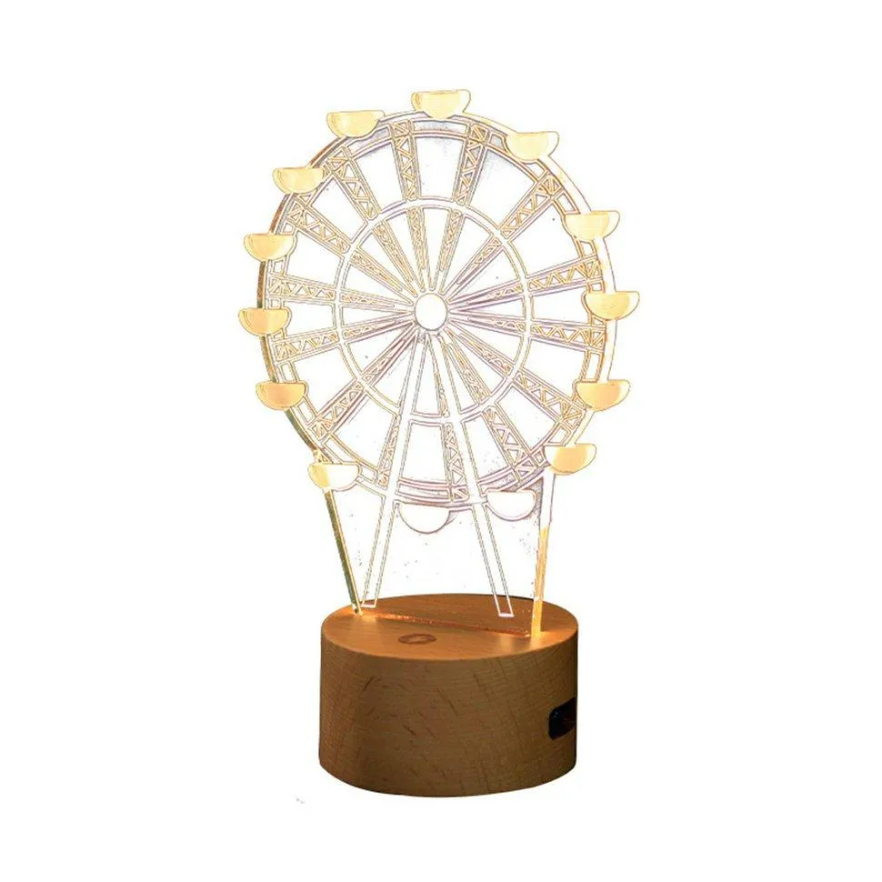 SQM Wooden Led Desk Lamp Snowflake Night Light 3D Led Night Light Christmas Gift Kids Birthday Gift Room Decoration