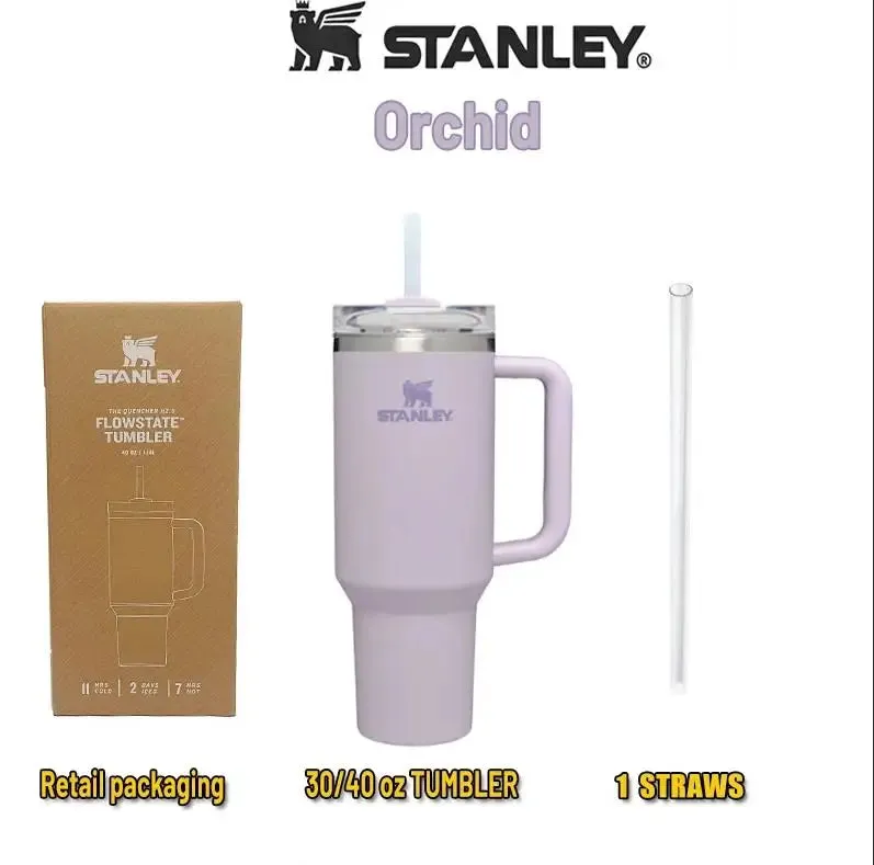 Stanley 30oZ 887ML/40oz 1.18L QUENCHER H2.0 Tumbler with Handle with Straw Lids Stainless Steel Coffee Cup Car Mugs Fashion Gift