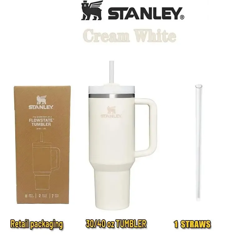 Stanley 30oZ 887ML/40oz 1.18L QUENCHER H2.0 Tumbler with Handle with Straw Lids Stainless Steel Coffee Cup Car Mugs Fashion Gift