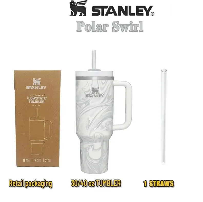 Stanley 30oZ 887ML/40oz 1.18L QUENCHER H2.0 Tumbler with Handle with Straw Lids Stainless Steel Coffee Cup Car Mugs Fashion Gift