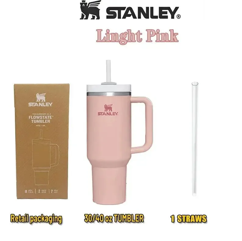 Stanley 30oZ 887ML/40oz 1.18L QUENCHER H2.0 Tumbler with Handle with Straw Lids Stainless Steel Coffee Cup Car Mugs Fashion Gift