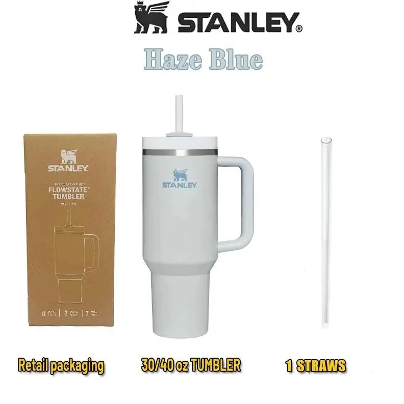 Stanley 30oZ 887ML/40oz 1.18L QUENCHER H2.0 Tumbler with Handle with Straw Lids Stainless Steel Coffee Cup Car Mugs Fashion Gift