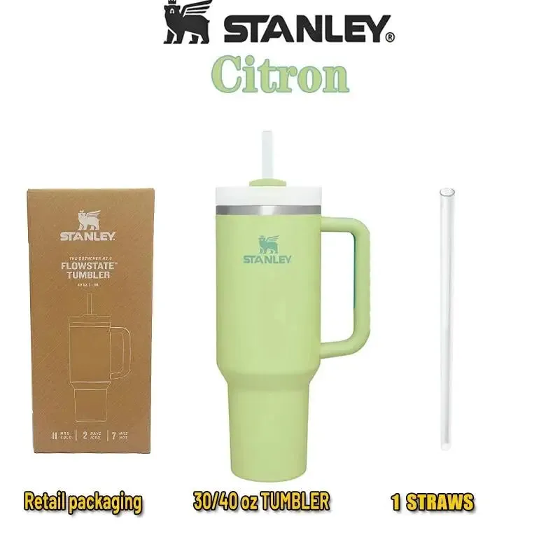 Stanley 30oZ 887ML/40oz 1.18L QUENCHER H2.0 Tumbler with Handle with Straw Lids Stainless Steel Coffee Cup Car Mugs Fashion Gift