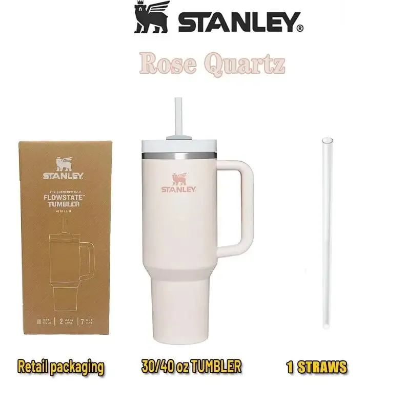 Stanley 30oZ 887ML/40oz 1.18L QUENCHER H2.0 Tumbler with Handle with Straw Lids Stainless Steel Coffee Cup Car Mugs Fashion Gift