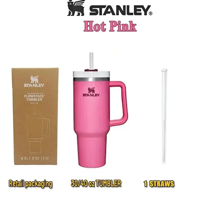 Stanley 30oZ 887ML/40oz 1.18L QUENCHER H2.0 Tumbler with Handle with Straw Lids Stainless Steel Coffee Cup Car Mugs Fashion Gift