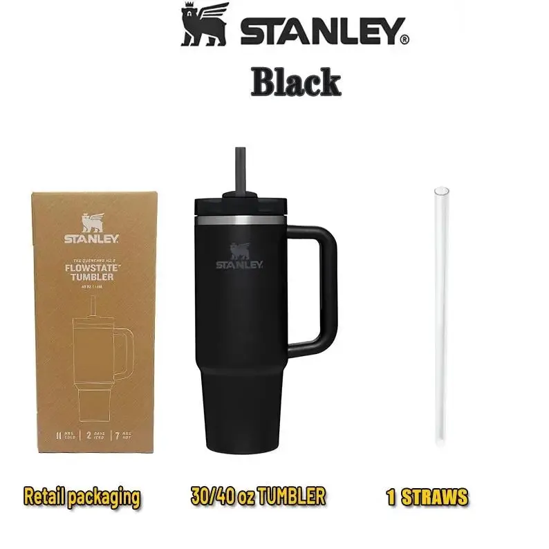 Stanley 30oZ 887ML/40oz 1.18L QUENCHER H2.0 Tumbler with Handle with Straw Lids Stainless Steel Coffee Cup Car Mugs Fashion Gift