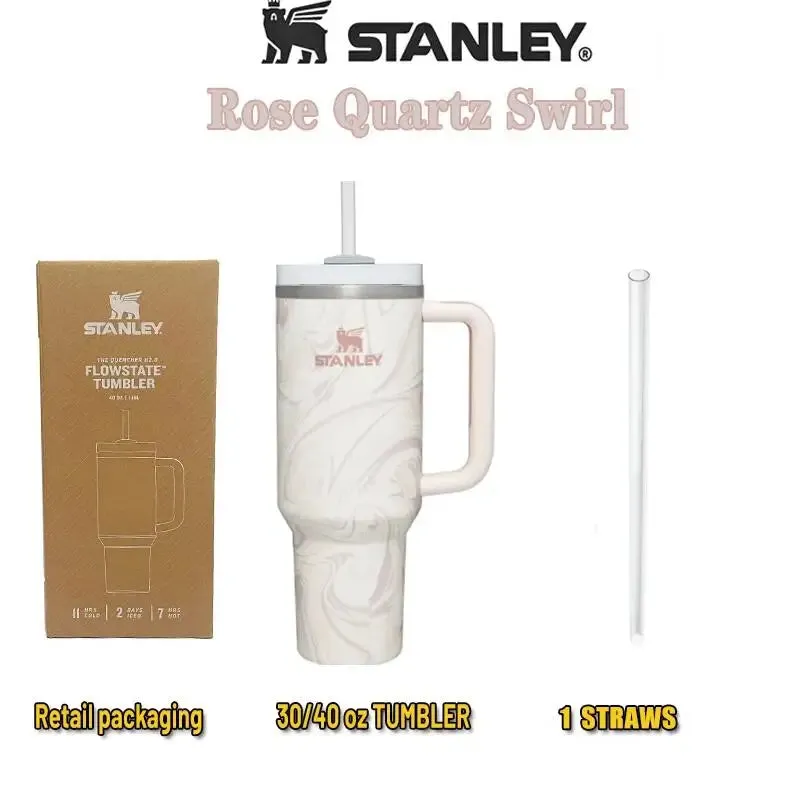 Stanley 30oZ 887ML/40oz 1.18L QUENCHER H2.0 Tumbler with Handle with Straw Lids Stainless Steel Coffee Cup Car Mugs Fashion Gift