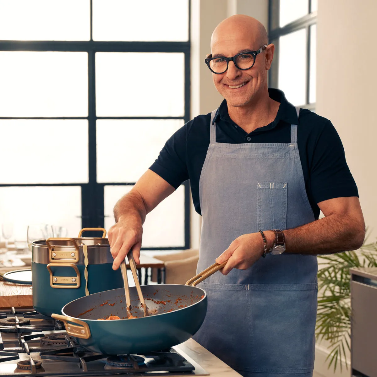 Stanley Tucci™ Ceramic Nonstick 6-Piece Cookware Set with the Tucci Cookbook | Venetian Teal