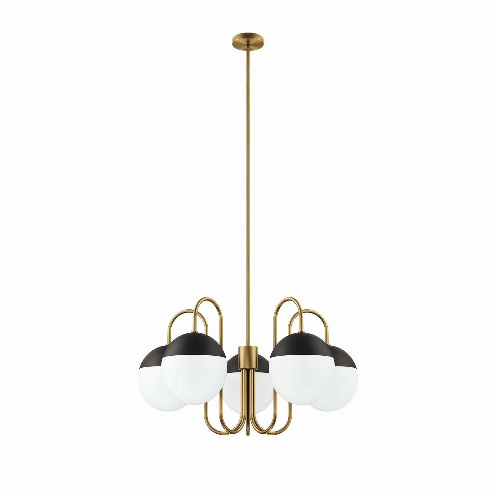 Stellar 5-Light Chandelier Opal Satin Brass EEI-5658-OPA-SBR