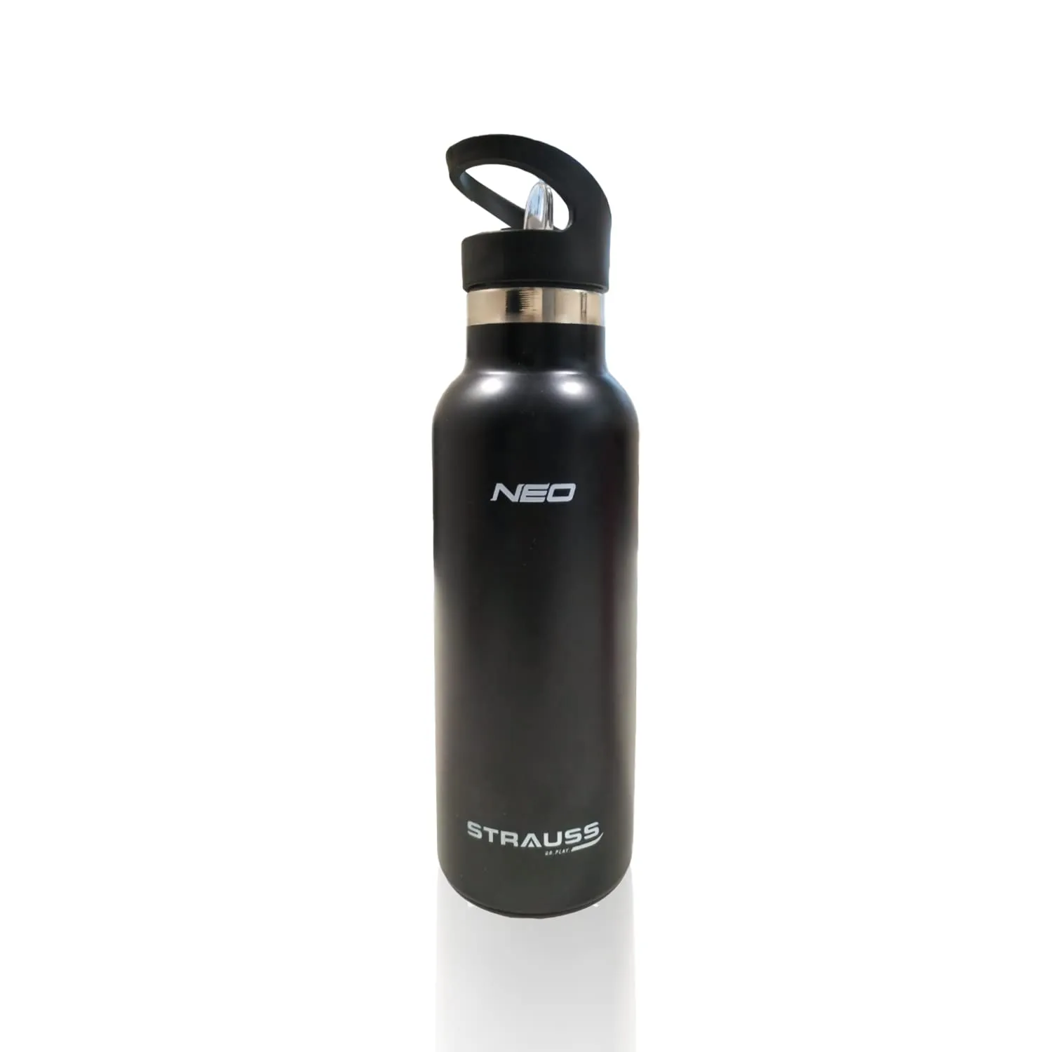 STRAUSS Stainless Steel Water Bottle | Leak Proof, BPA Free, Vacuum Insulated Flask Water Bottle | Ideal for School, Office, Home, Gym | Eco-Friendly, Durable, Sweat-Proof Design | 500ml,(Black)