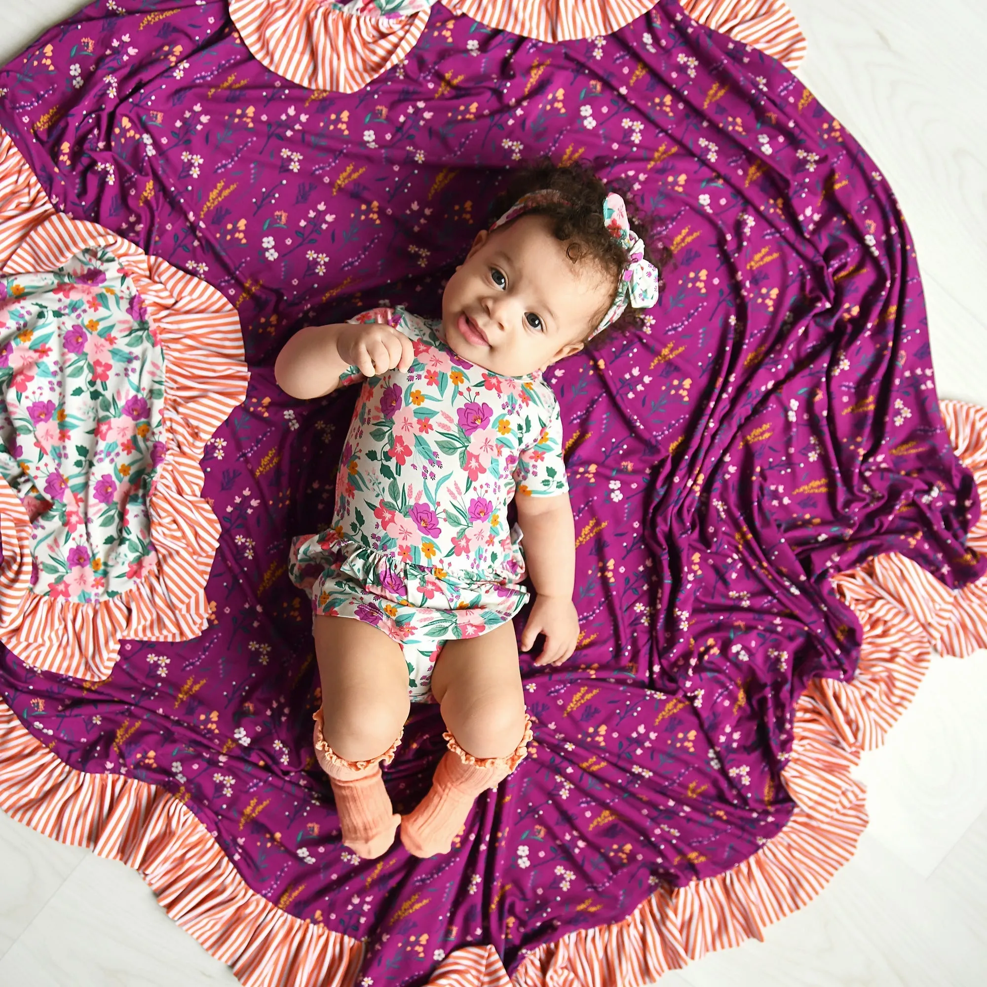 Talia & Eden  Double Layer Ruffle Blanket