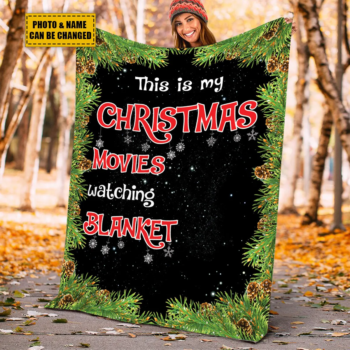 Teesdily | Customized Christmas Movie Blanket With Photo, Personalized Name Blanket, Bestfriend Christmas Gift, Merry Christmas Sherpa Blanket