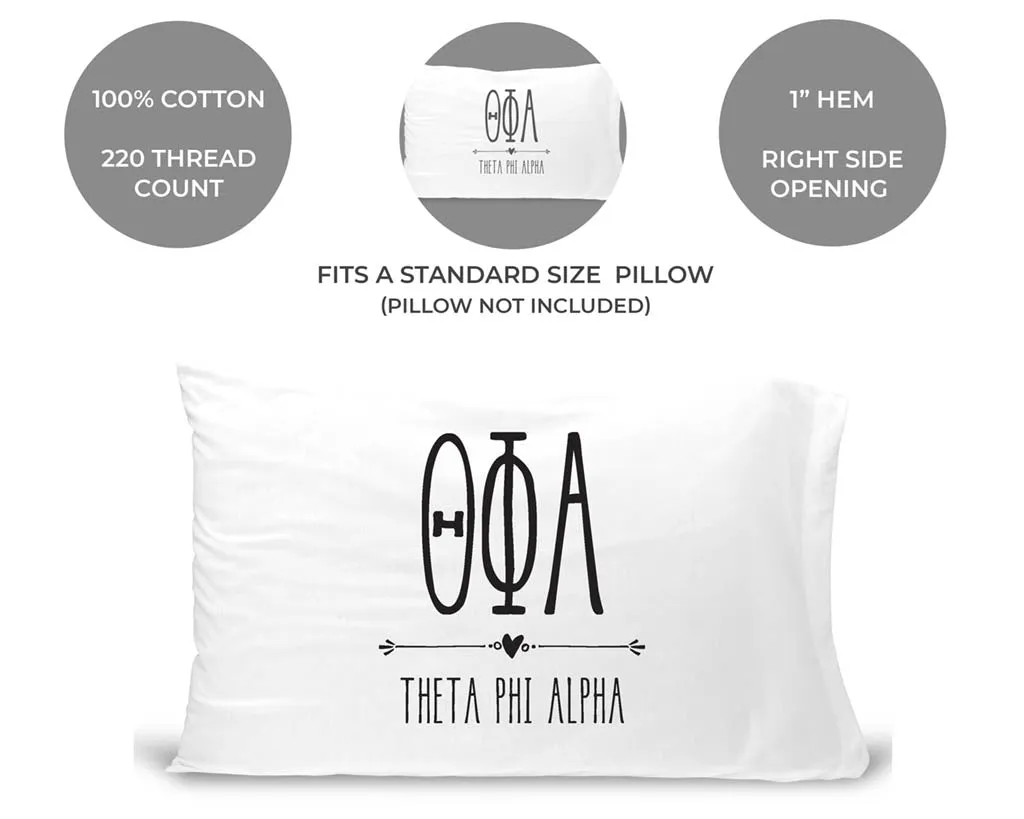 Theta Phi Alpha Boho Greek Letters and Name Pillowcase