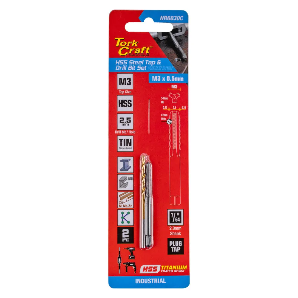 Tork Craft | Tap HSS 3X0.5mm & Drill 2.5mm 2Pc Set