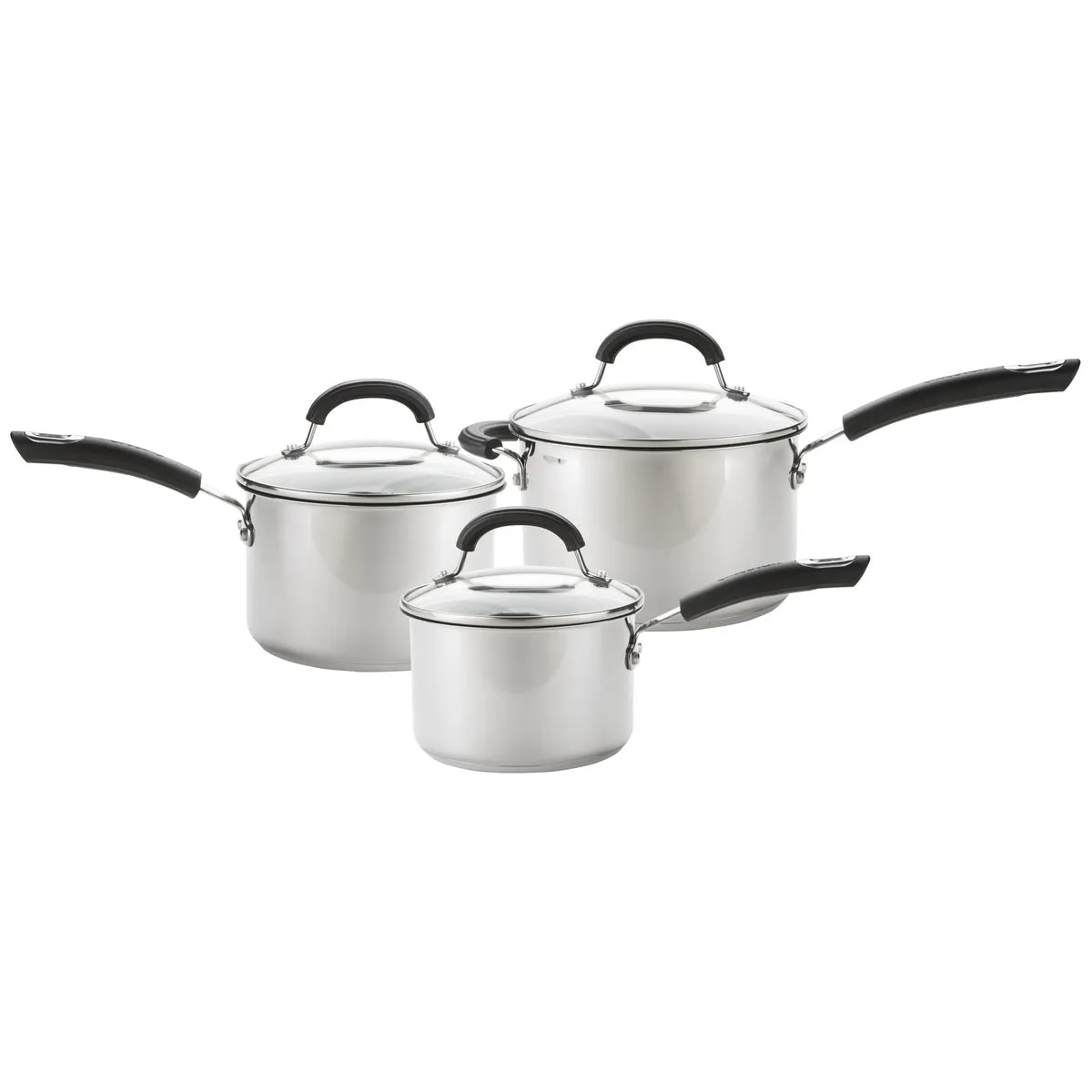 Total Stainless Steel Non-Stick Saucepan & Lid Set - 3 Pieces