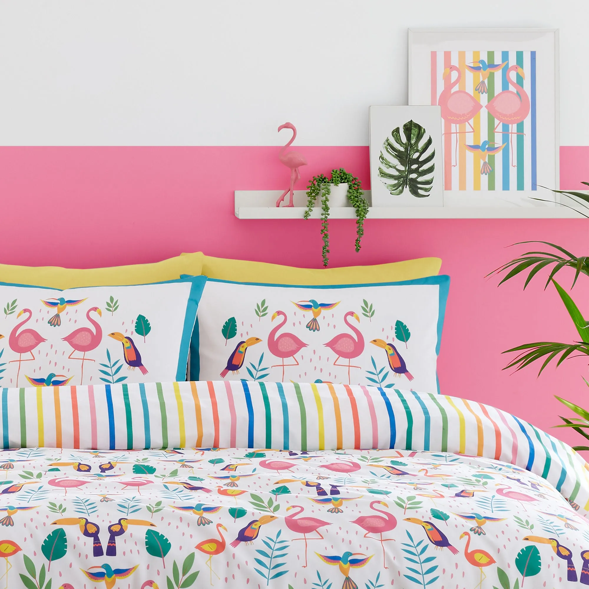 Tropical Flamingo Duvet Cover Set by Fusion in Pink