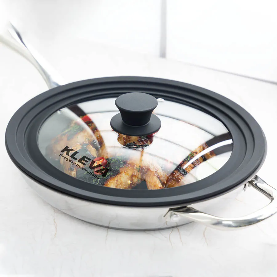 Universal Glass Frying Pan Lid With Soft Touch Rims