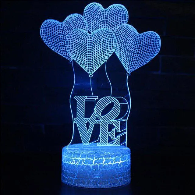 Valentine's Day Love Heart Be Engaged 3D Lamp LED USB Creative 3d Night Light 7 Color Change Acrylic