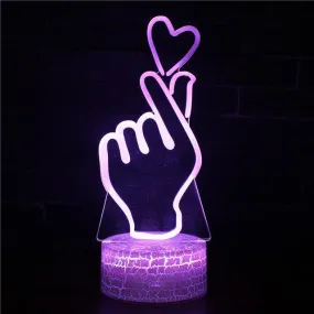 Valentine's Day Love Heart Be Engaged 3D Lamp LED USB Creative 3d Night Light 7 Color Change Acrylic