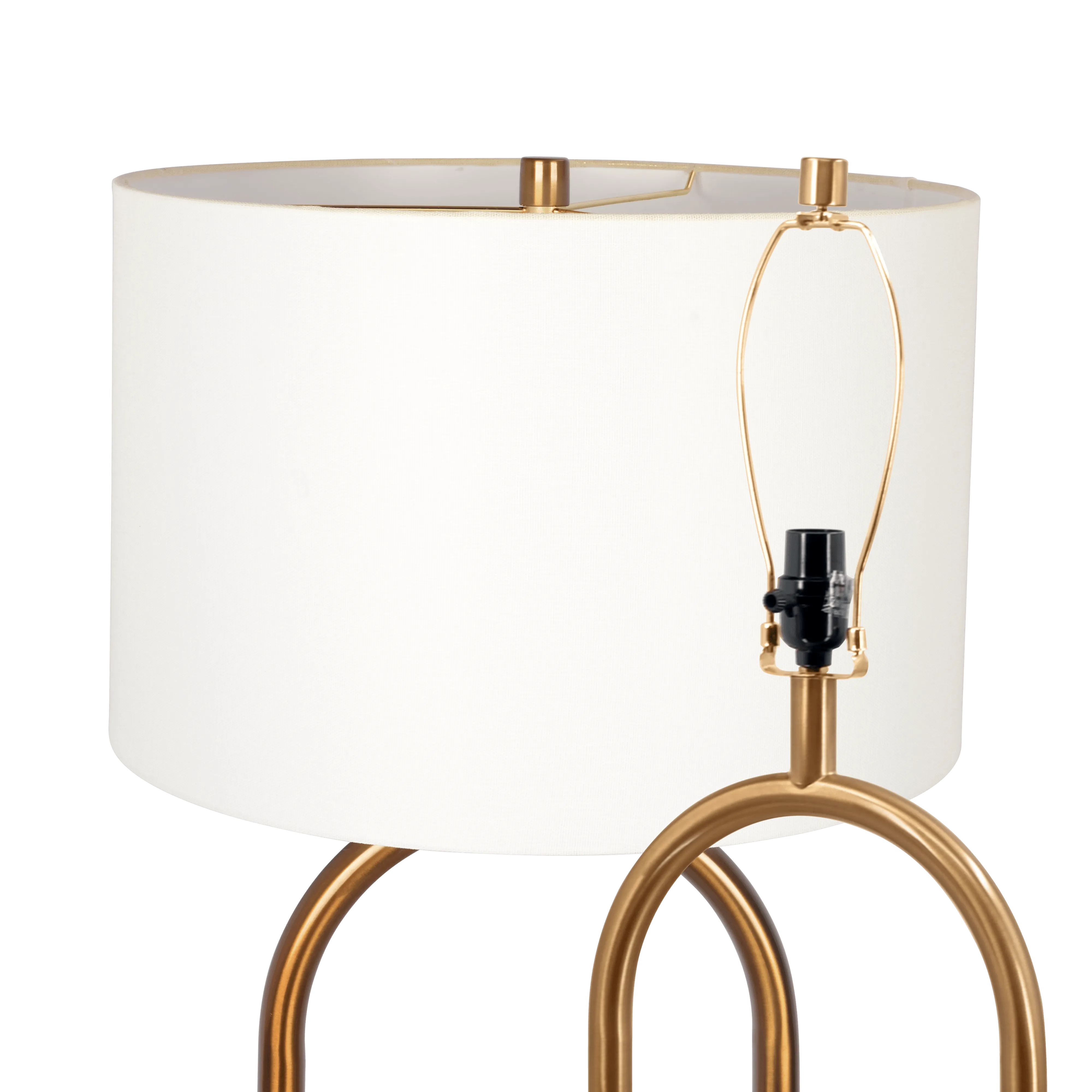 Vivid Brass Ring Base Floor Lamp with Large White Drum Shade