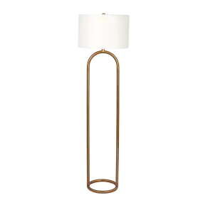 Vivid Brass Ring Base Floor Lamp with Large White Drum Shade