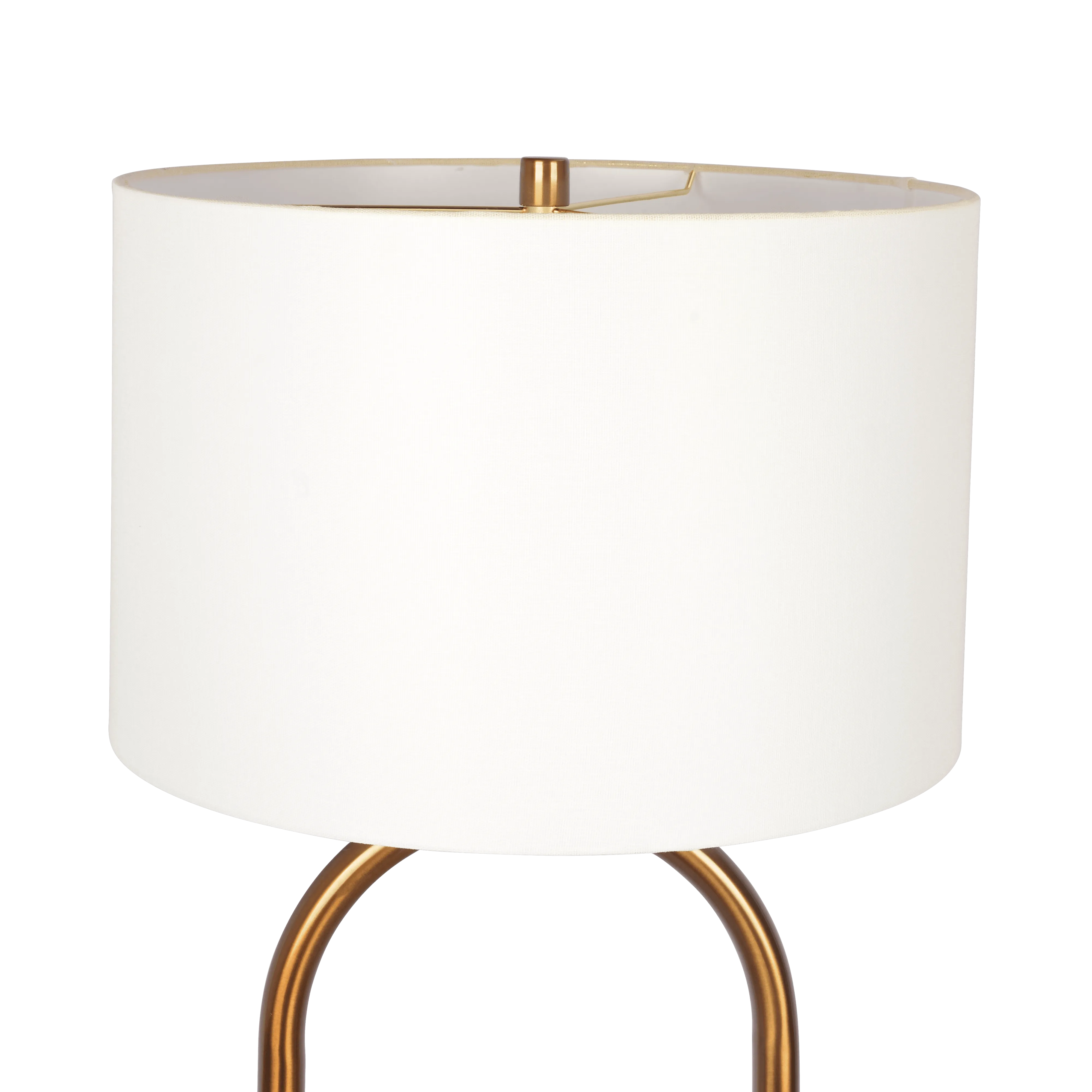 Vivid Brass Ring Base Floor Lamp with Large White Drum Shade