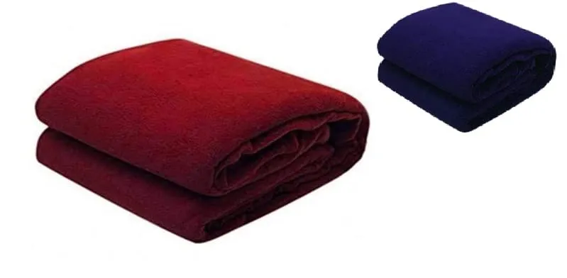 Wavva Plain Fleece 2 Single Bed Blankets-Maroon,Blue (Set of 2), reversible