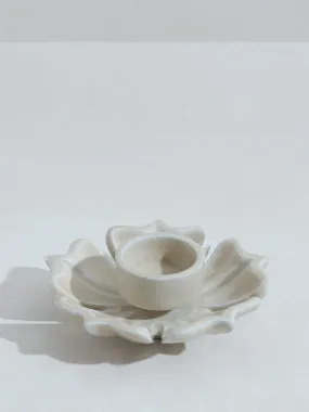 Westside Home Beige Lotus Tealight Candle Holder