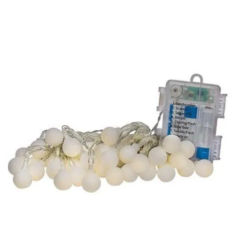 White Ball Berry LED String LIghts, 40ct