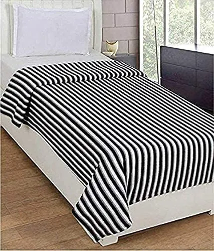 WONDERLOOK Single Bed Donation Woollen Standard Polo Blanket (Black and White) -Pack of 4 Pieces