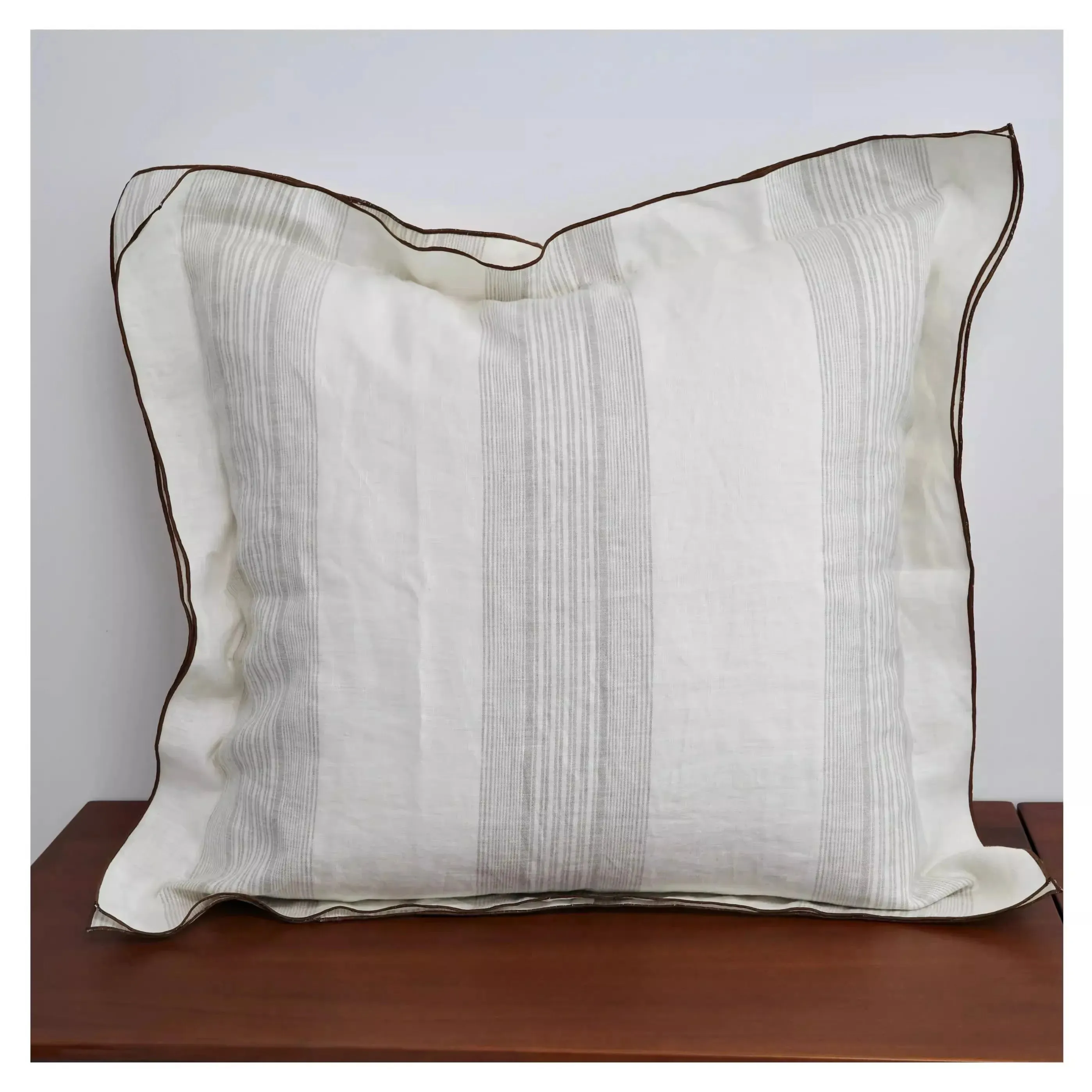 Yeknu French Style Linen Cushion Cover Square Pillowcase Decorative Stripe Pillowcase Pillow Case for Home Room Studio