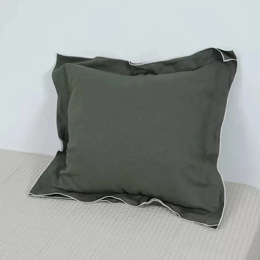 Yeknu French Style Linen Cushion Cover Square Pillowcase Decorative Stripe Pillowcase Pillow Case for Home Room Studio