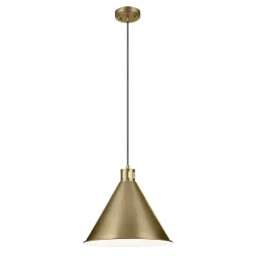 Zailey 16" 1-Light Pendant Light, Natural Brass Finish